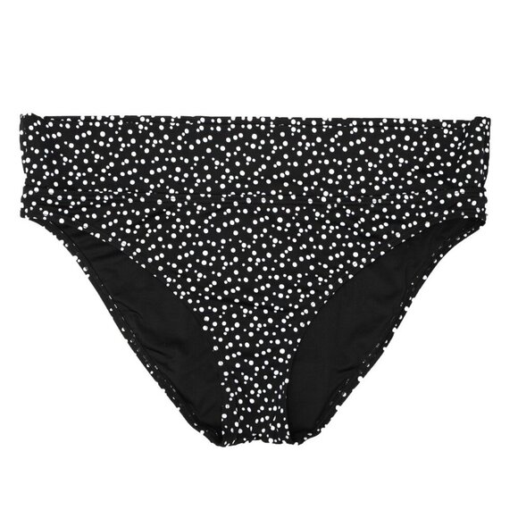 Polka Dot Bikini Bottoms Fold Over Waist Stretch Black White Plus Size Beach - Picture 1 of 4